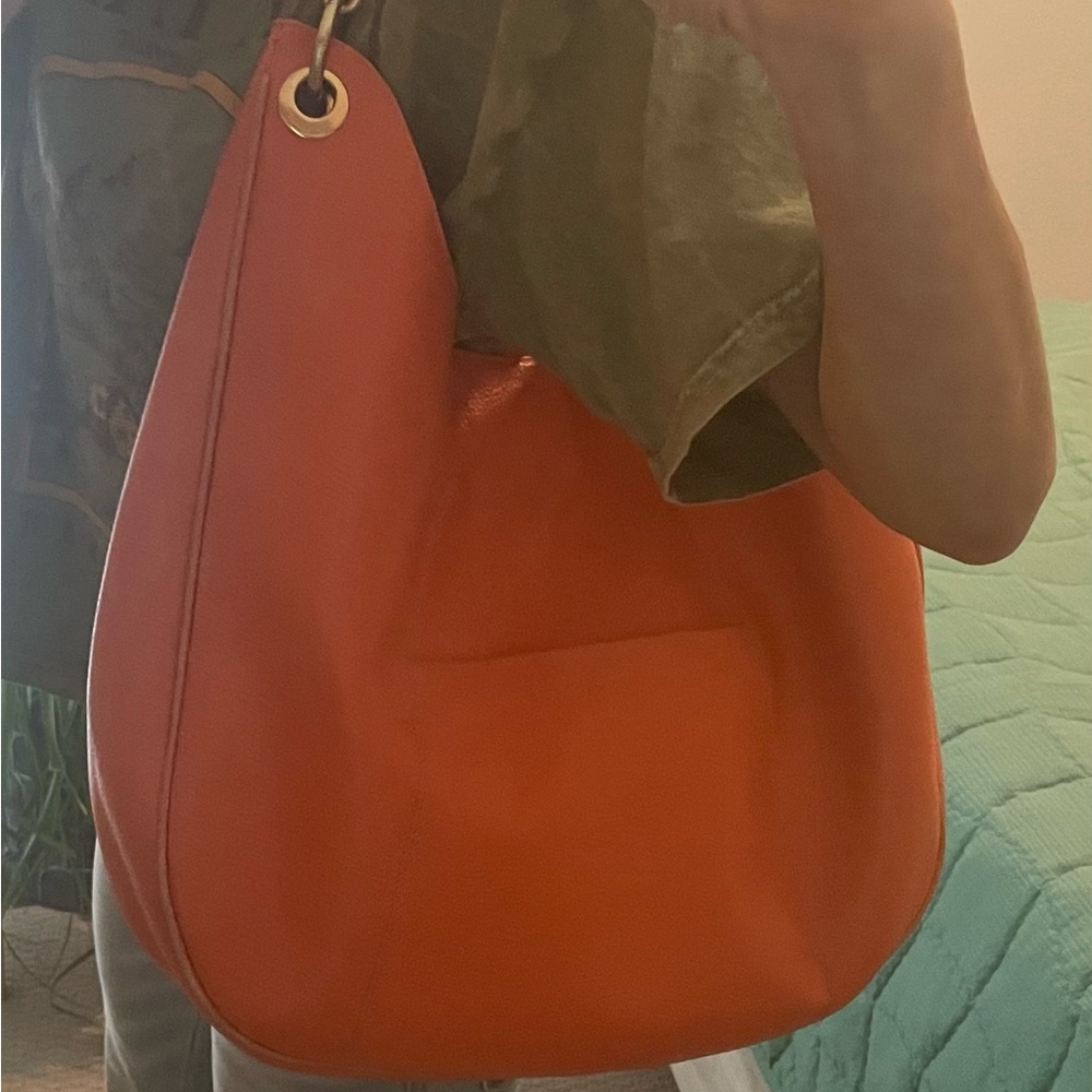 Orange Brahmin Leather Hobo Bag